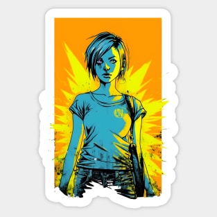 Apacolyptic Girl, Comic Book Style Sticker